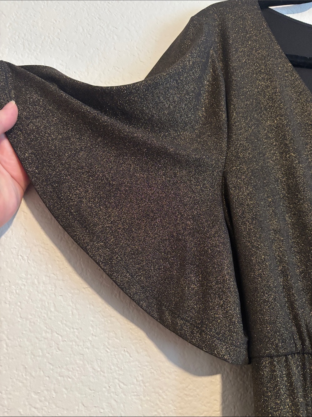 torrid Shimmering V-Neck Flutter Midi Dress in Metallic Black - Picture 2 of 5